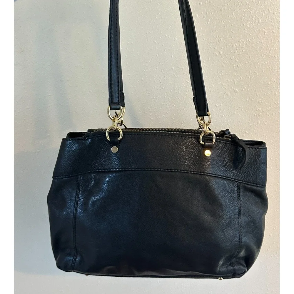 American Leather Co. Taylor Triple‎ Entry Satchel Black Color Handbag